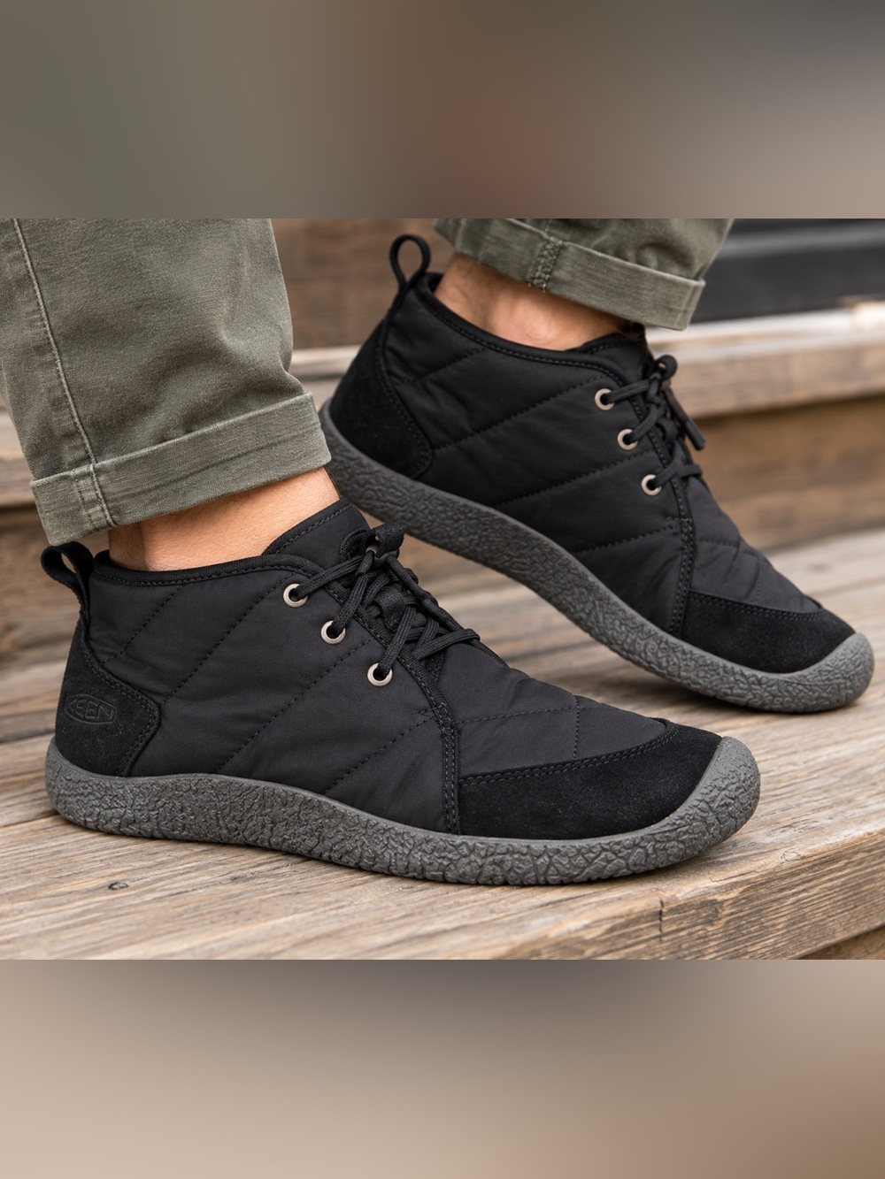 KEEN Howser Quilted Chukka Boots Men’s 8 EU 40.5 Black Suede Lace Up